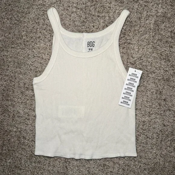 NWT Urban Outfitters BDG Off White Cream Cami Tank Top Stretch Y2K Minimalist - Picture 2 of 4